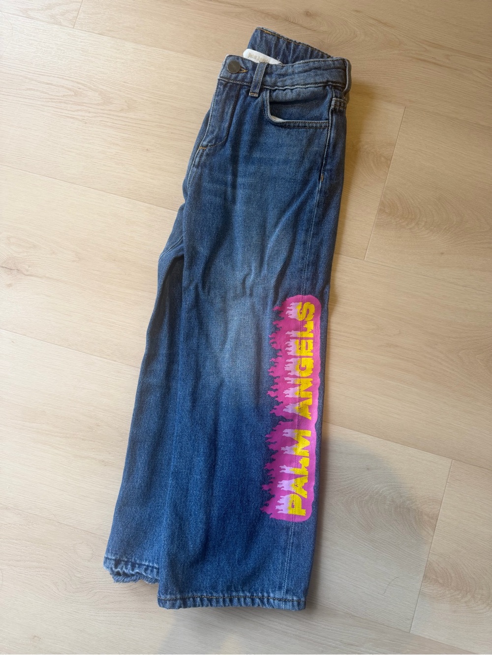 Palm Angels Girls Blue Logo Graphic Jeans